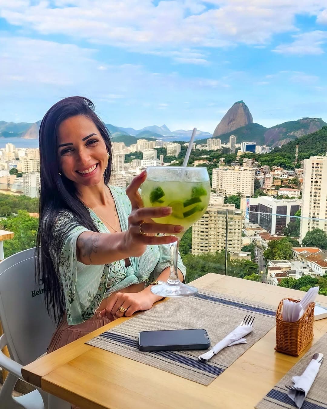 Breakfast served at the table with Sugarloaf view
